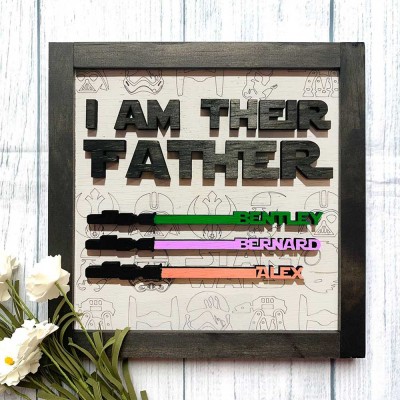 I Am Their Father Sign Personalized Kids Name Frame For Dad Father's Day