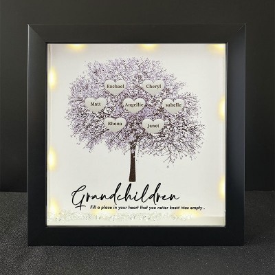 Personalized Family Tree Grandchildren Fill a Place Name Black Frame Home Decor For Grandma