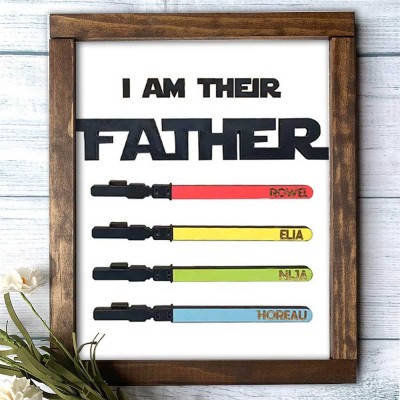 I Am Their Father Sign Personalized Kids Name Frame For Dad Father's Day