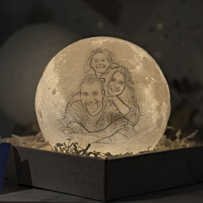 Lampe de lune personnalisée 3D Photo Moonlight Touch Décoration de maison de famille de Noël