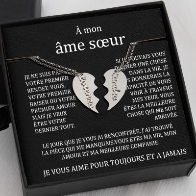 A mon âme soeur Collier Prénom Couple Personnalisé Cadeau Saint Valentin