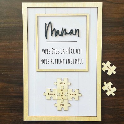 Maman personnalisée tu es la pièce qui nous tient ensemble 1-20 puzzles pièce nom signe décoration murale pour la fête des mères