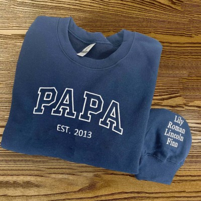 Sweat à capuche personnalisé brodé Papa avec les noms des enfants pour cadeau de fête des pères