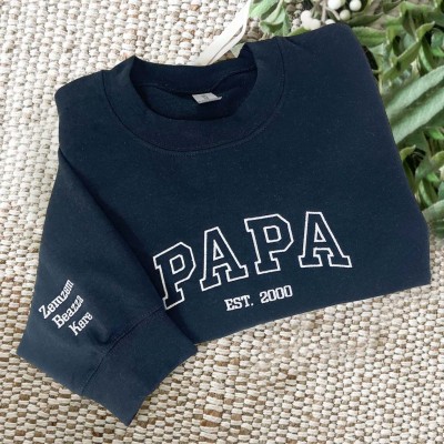 Sweat à capuche personnalisé brodé Papa avec les noms des enfants pour cadeau de fête des pères