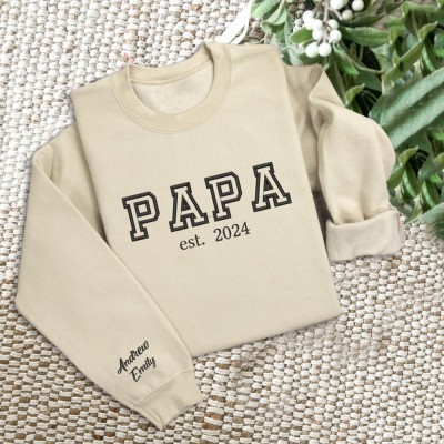 Sweat à capuche personnalisé brodé Papa avec les noms des enfants pour cadeau de fête des pères