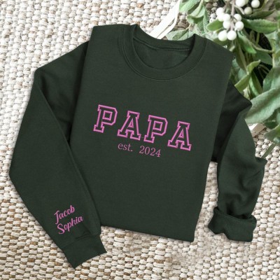 Sweat à capuche personnalisé brodé Papa avec les noms des enfants pour cadeau de fête des pères