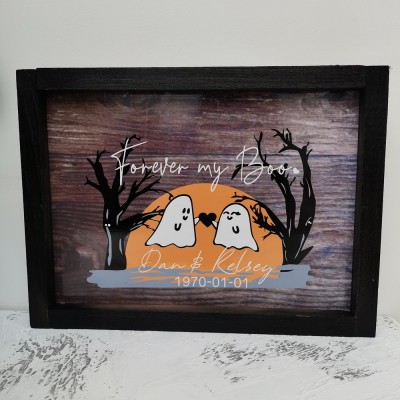Forever My Boo Couples Halloween Wood Sign Home Decor