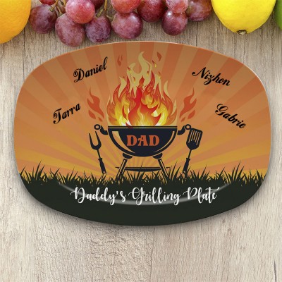 Assiette de barbecue personnalisée avec nom d'enfant assiette à griller pour papa fête des pères