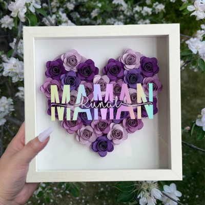 Boîte à ombres à fleur de maman personnalisée avec nom pour la fête des mères
