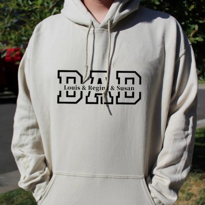 Sweat à capuche papa personnalisé avec noms d'enfants pour cadeau de fête des pères