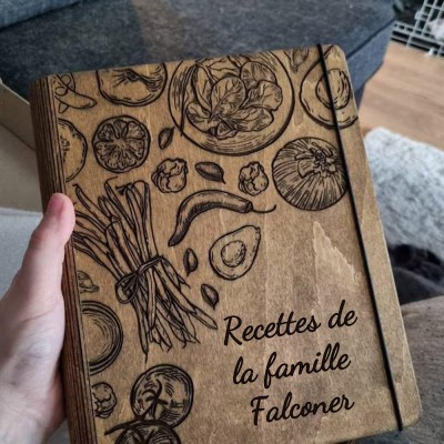 Livre de recettes en bois familial personnalisé pour maman grand-mère, idées cadeaux pour le jour de Noël