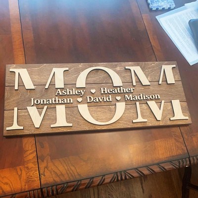 Panneau en bois de maman personnalisé avec gravure de nom pour anniversaire fête des mères