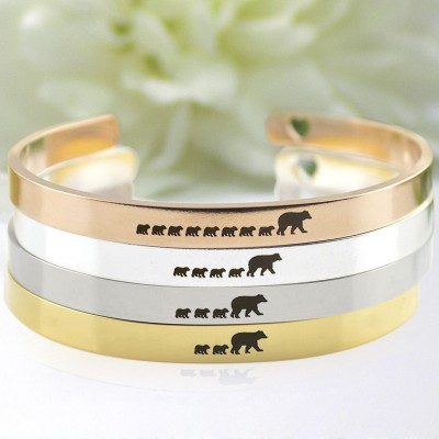 Rosefeels Bracelet Personnalisé Maman Ours pour Maman Grand-Mère