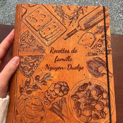 Livre de recettes en bois familial personnalisé pour maman grand-mère, idées cadeaux pour le jour de Noël