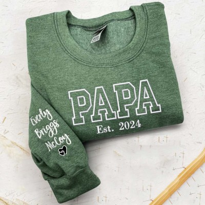 Sweat à capuche personnalisé brodé Papa avec les noms des enfants pour cadeau de fête des pères