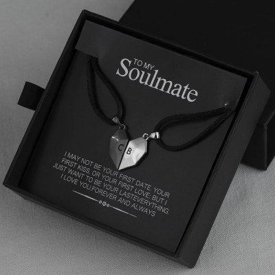 Collier prénom en forme de coeur Interattraction magnétique personnalisé 2 pièces Saint Valentin à mon âme sœur