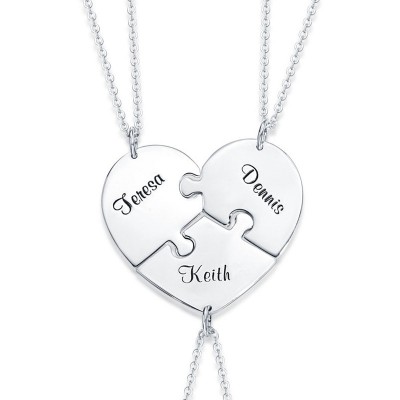 Collier prénom en argent personnalisé en forme de coeur 1-7 pièces pour la famille