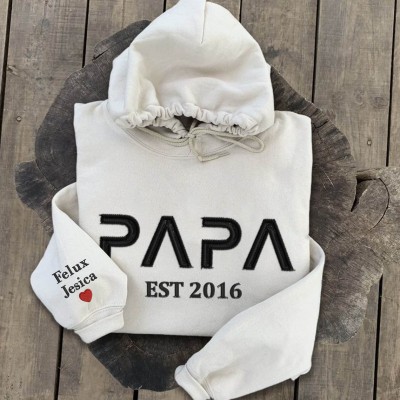 Sweat à capuche personnalisé brodé Papa avec les noms des enfants pour cadeau de fête des pères