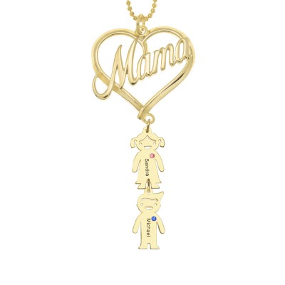 Collier maman personnalisé avec 1 à 10 noms d'enfants et pierres de naissance pour les cadeaux de la fête des mères