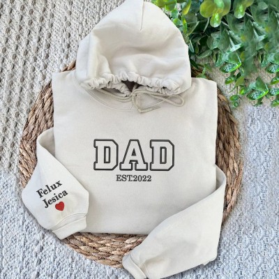 Sweat à capuche personnalisé brodé pour papa avec les noms des enfants pour cadeau de fête des pères