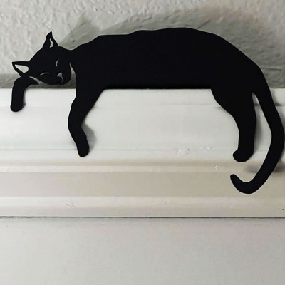 Pancarte D'angle de porte fantôme de chat noir d'Halloween