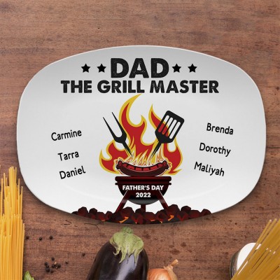 Assiette de barbecue personnalisée avec le nom des enfants pour la fête des pères papa The Grill Master