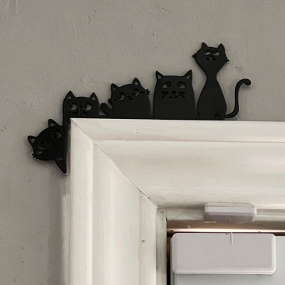 Pancarte D'angle de porte fantôme de chat noir d'Halloween