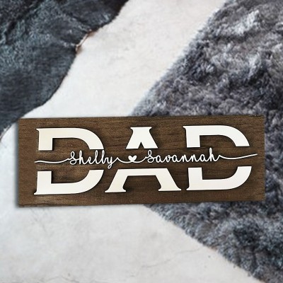 Plaque de panneau en bois personnalisée papa avec gravure de nom pour anniversaire fête des pères Noël