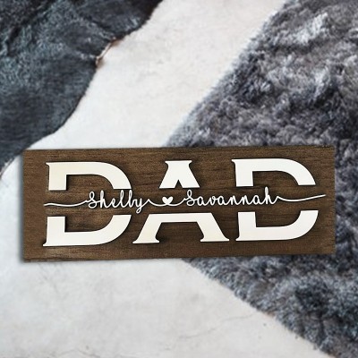 Plaque de panneau en bois personnalisée papa avec gravure de nom pour anniversaire fête des pères Noël