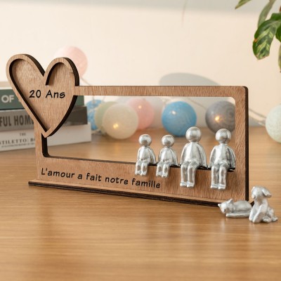 20 Ans L'amour a fait notre famille Figurines Sculpture Personnalisées Cadeau de Noël