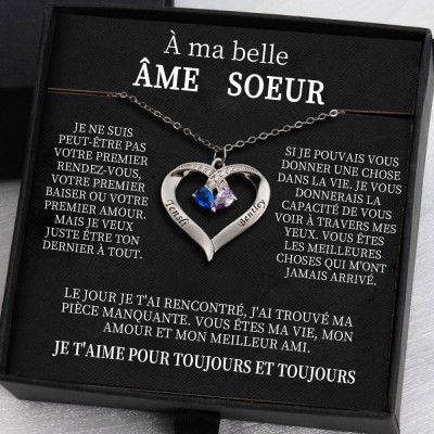 À mon âme sœur Idées cadeaux Collier coeur personnalisé avec des noms pour la Saint-Valentin