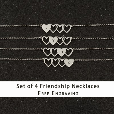 Personalized Four Best Friend Sister Friendship Necklaces For 4