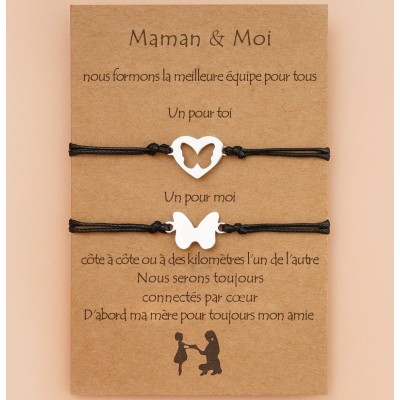 Cadeau de souhait de coeur de séparation d'anxiété de premier jour d'école pour enfant lot de 2