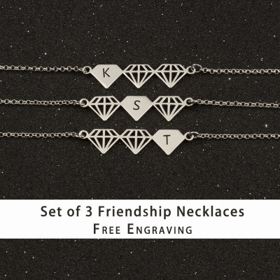 Personalized Best Friend Sister Friendship Necklaces For 3