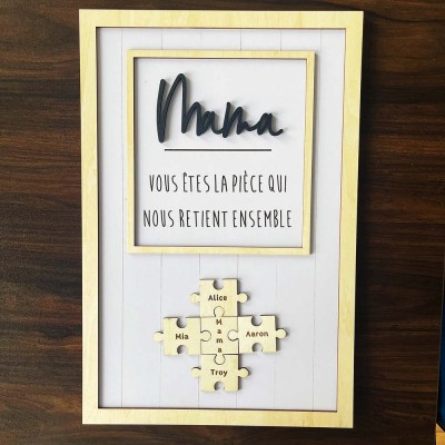 Maman personnalisée tu es la pièce qui nous tient ensemble 1-20 puzzles pièce nom signe décoration murale pour la fête des mères