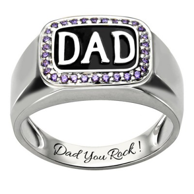 S925 Bague pour homme en argent sterling avec pierre de naissance pour homme