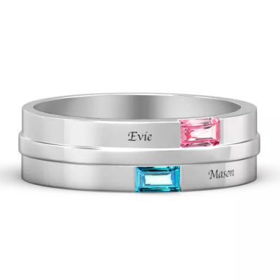 Bague de promesse de naissance personnalisée en argent sterling pour homme S925 avec gravure