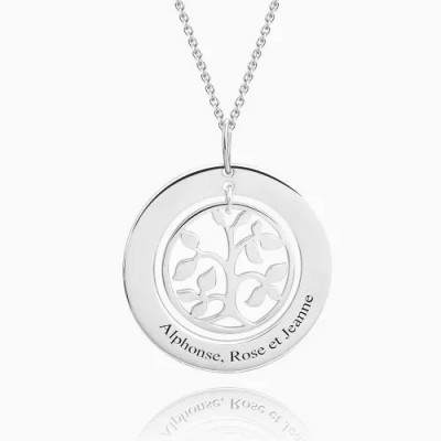 Collier Pierre de naissance Arbre généalogique en filigrane