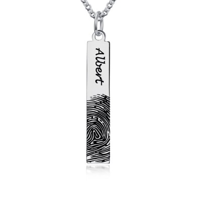 Collier à barre verticale gravé d'empreintes digitales
