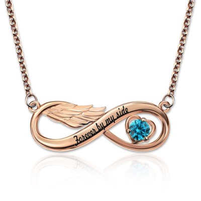 Collier aile d'ange infini avec pierre de naissance