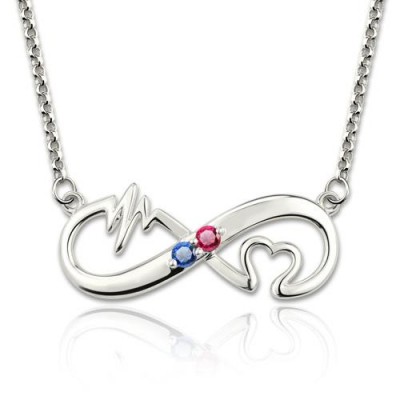 Collier de nom d’infini avec des pierres de naissance