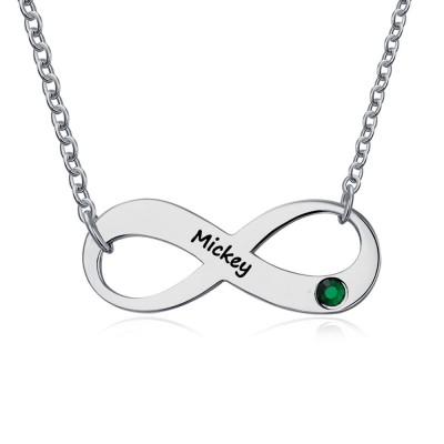 Collier de nom d’infini avec des pierres de naissance
