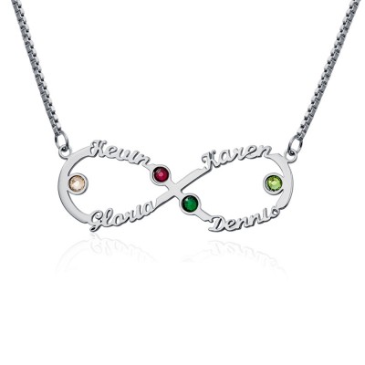Collier Prénom Infini avec Pierres de Naissance