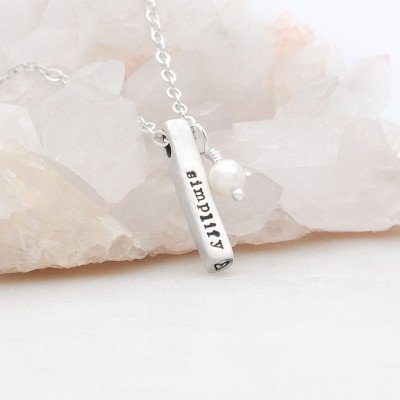Collier de barre fait main avec gravure 1-4 côtés