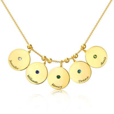 Collier personnalisé avec pendentifs de pierres de naissance avec 1 à 10 breloques