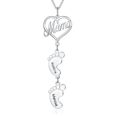 Collier maman avec pieds de bébé 1-10 pendentifs