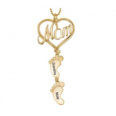 Collier maman avec pieds de bébé 1-10 pendentifs