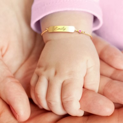 Engravable Baby Bracelet with Birthstone