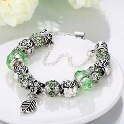 Bracelet feuille verte