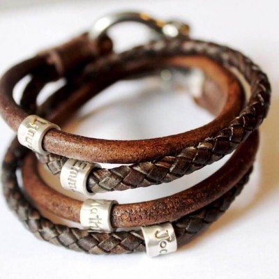 Bracelet en cuir personnalisé avec 1 à 10 perles